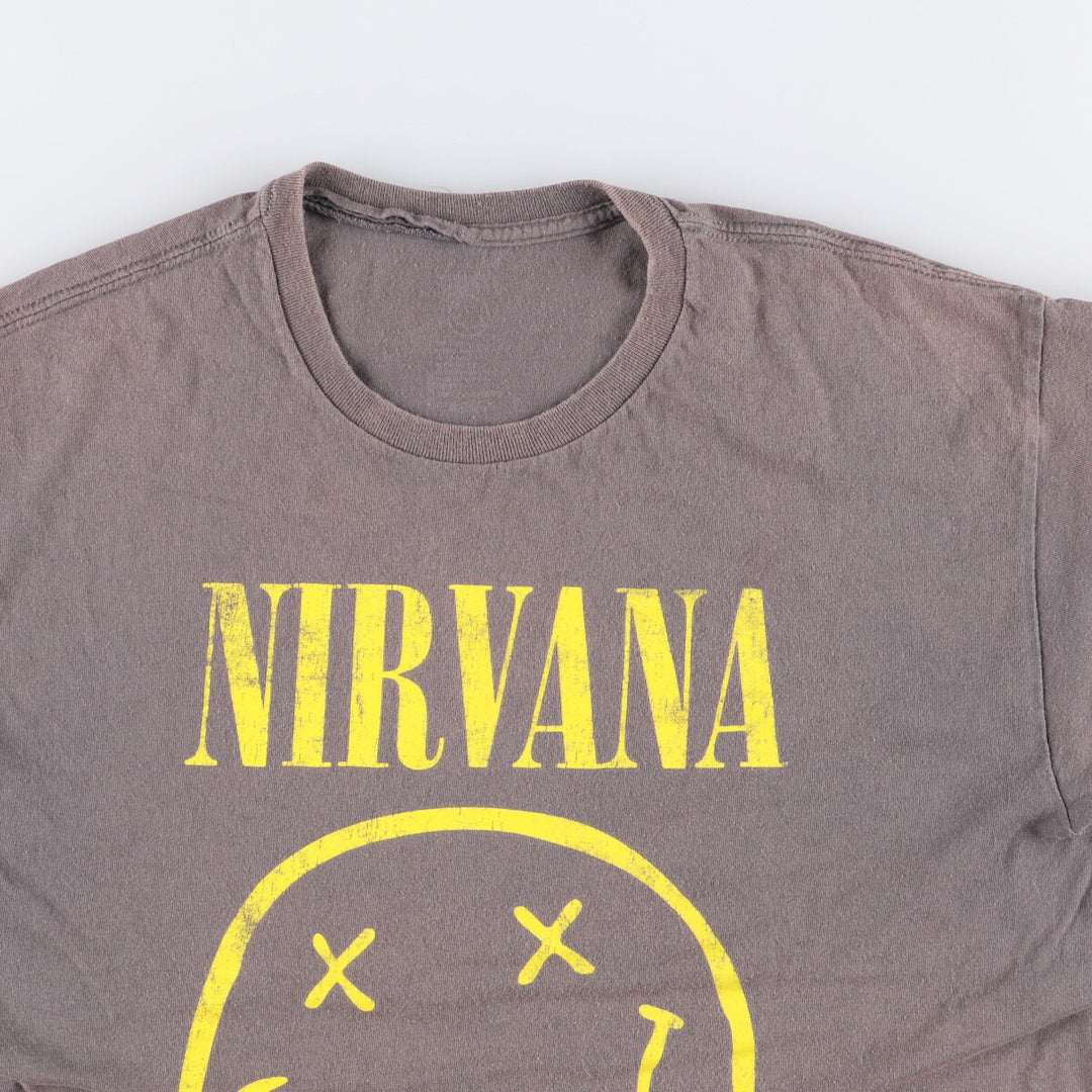 NIRVANA Nirvana Band T-shirt, Band T, Men's L size cotton Charcoal Vintage Second Hand
