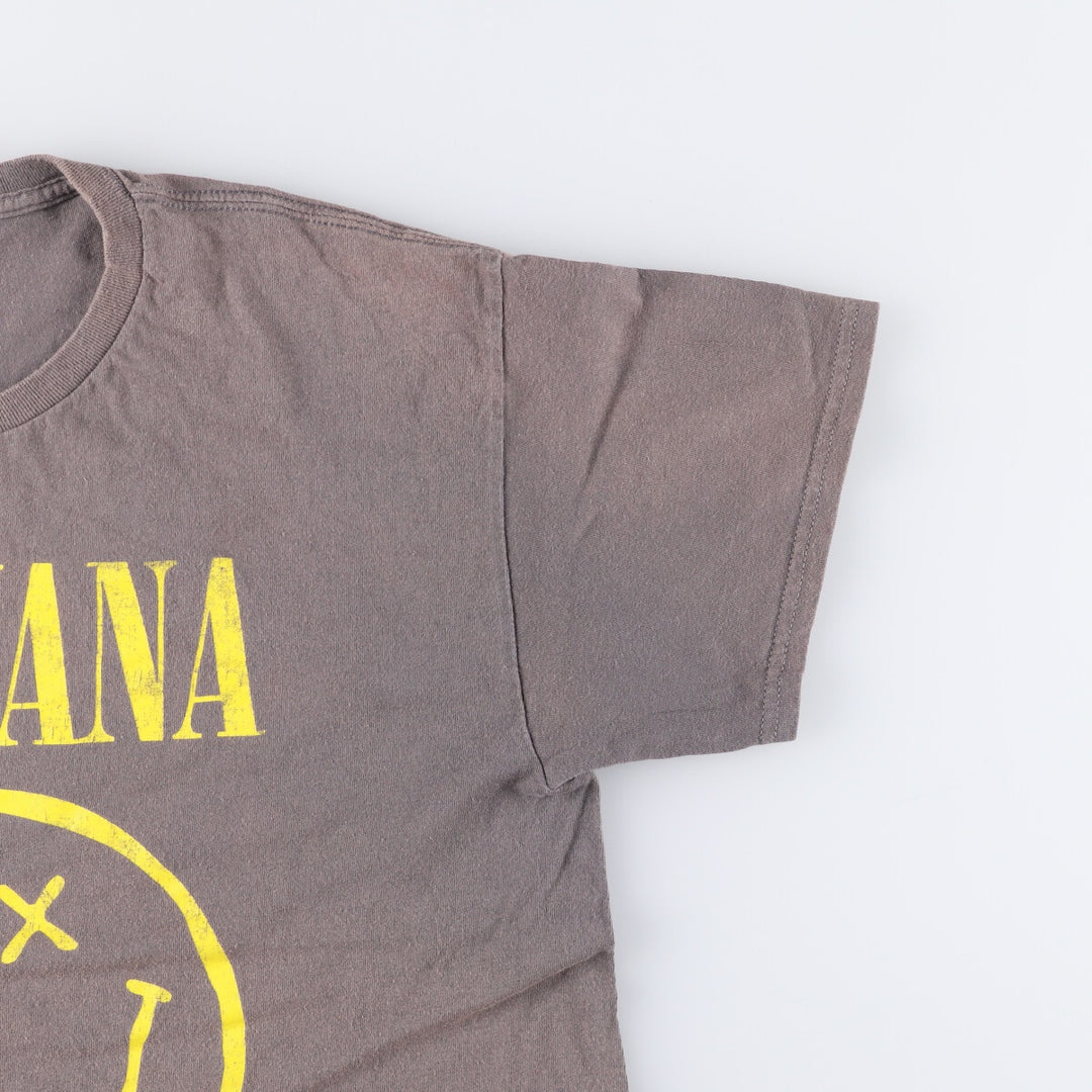 NIRVANA Nirvana Band T-shirt, Band T, Men's L size cotton Charcoal Vintage Second Hand