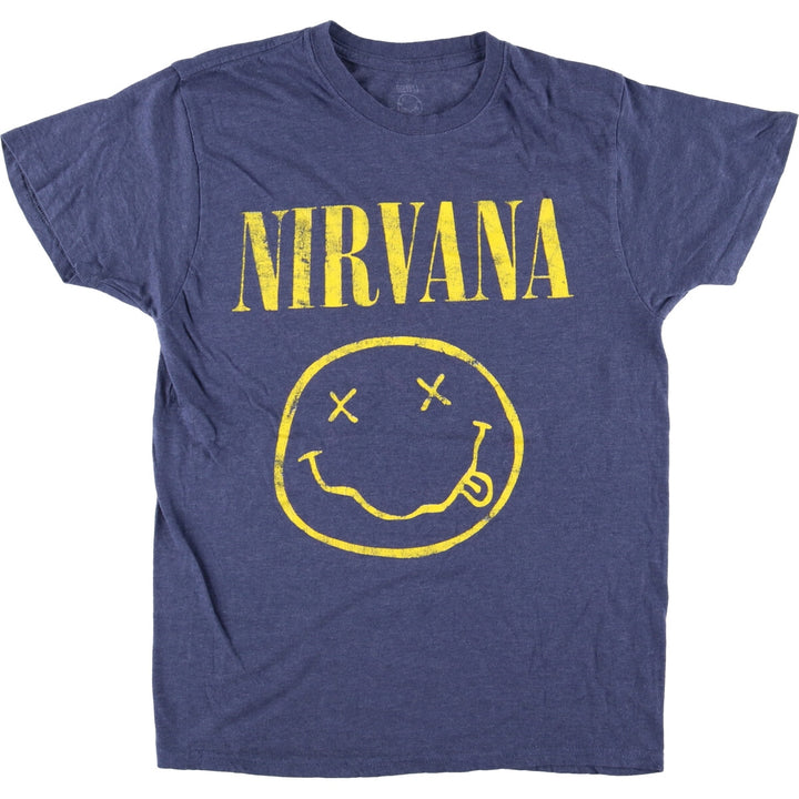 NIRVANA Nirvana Band T-shirt, Band T, Men's M size cotton blue type Vintage Second Hand