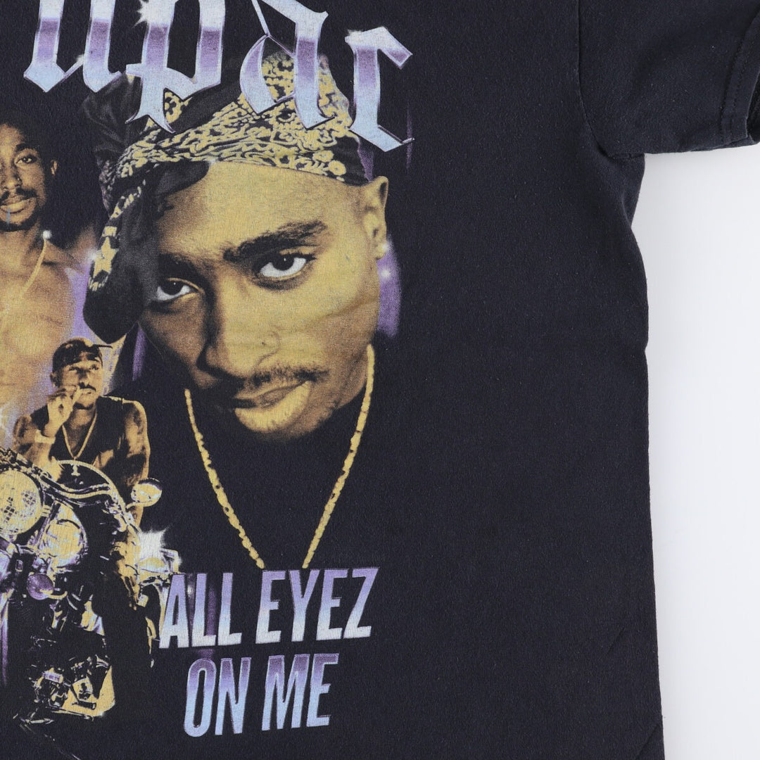 2pac Rap T-shirt, Men's S size unclear black type Vintage Second Hand