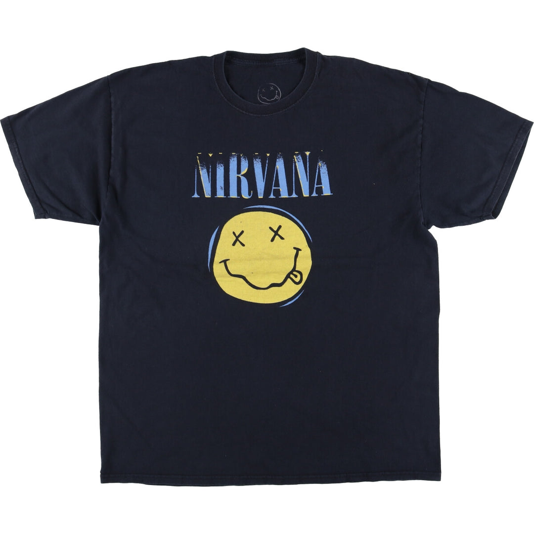 NIRVANA Nirvana Band T-shirt, Band T, Men's L size cotton black type Vintage Second Hand