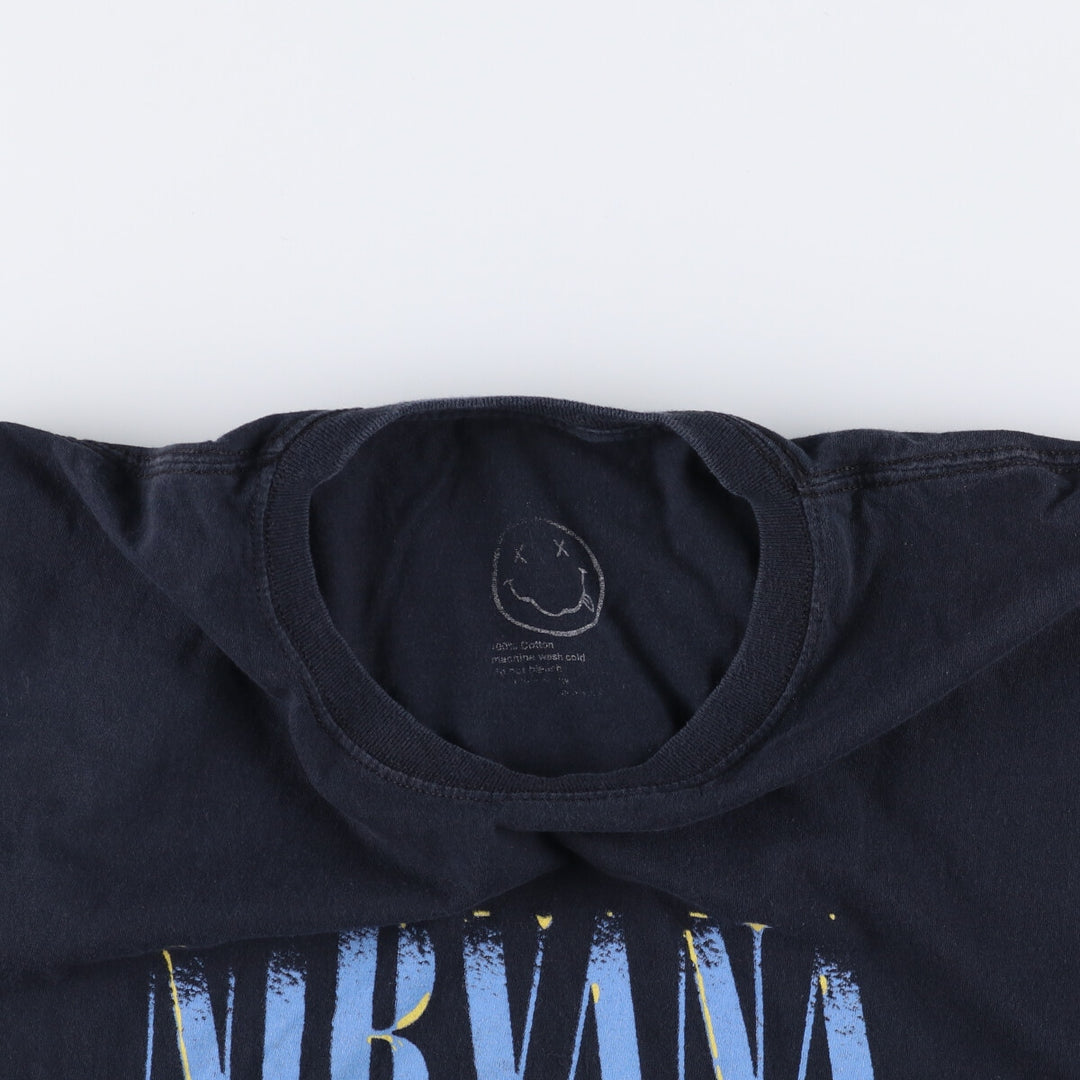 NIRVANA Nirvana Band T-shirt, Band T, Men's L size cotton black type Vintage Second Hand