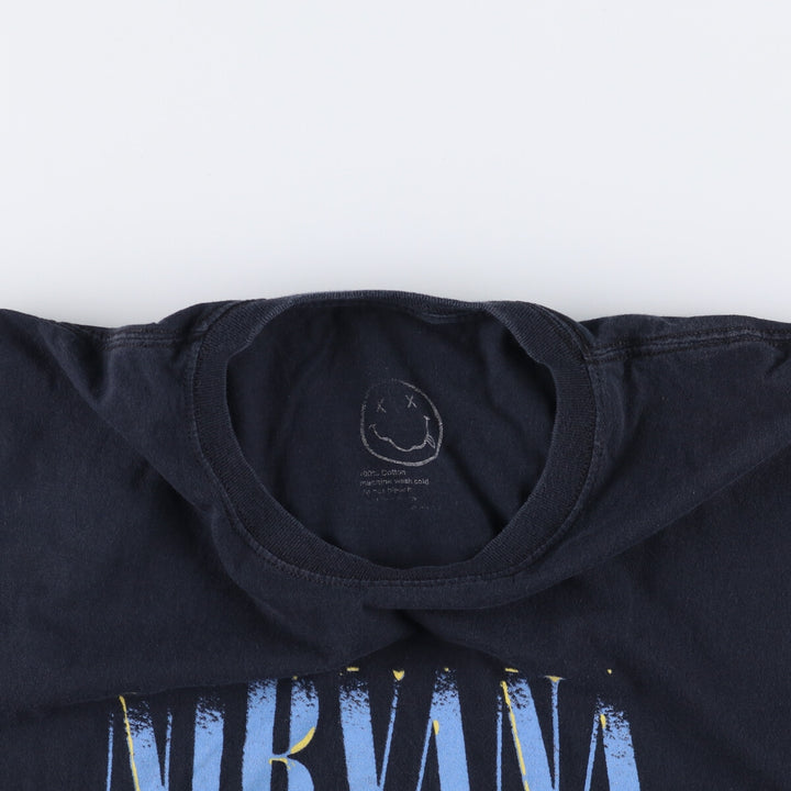 NIRVANA Nirvana Band T-shirt, Band T, Men's L size cotton black type Vintage Second Hand