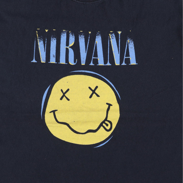 NIRVANA Nirvana Band T-shirt, Band T, Men's L size cotton black type Vintage Second Hand