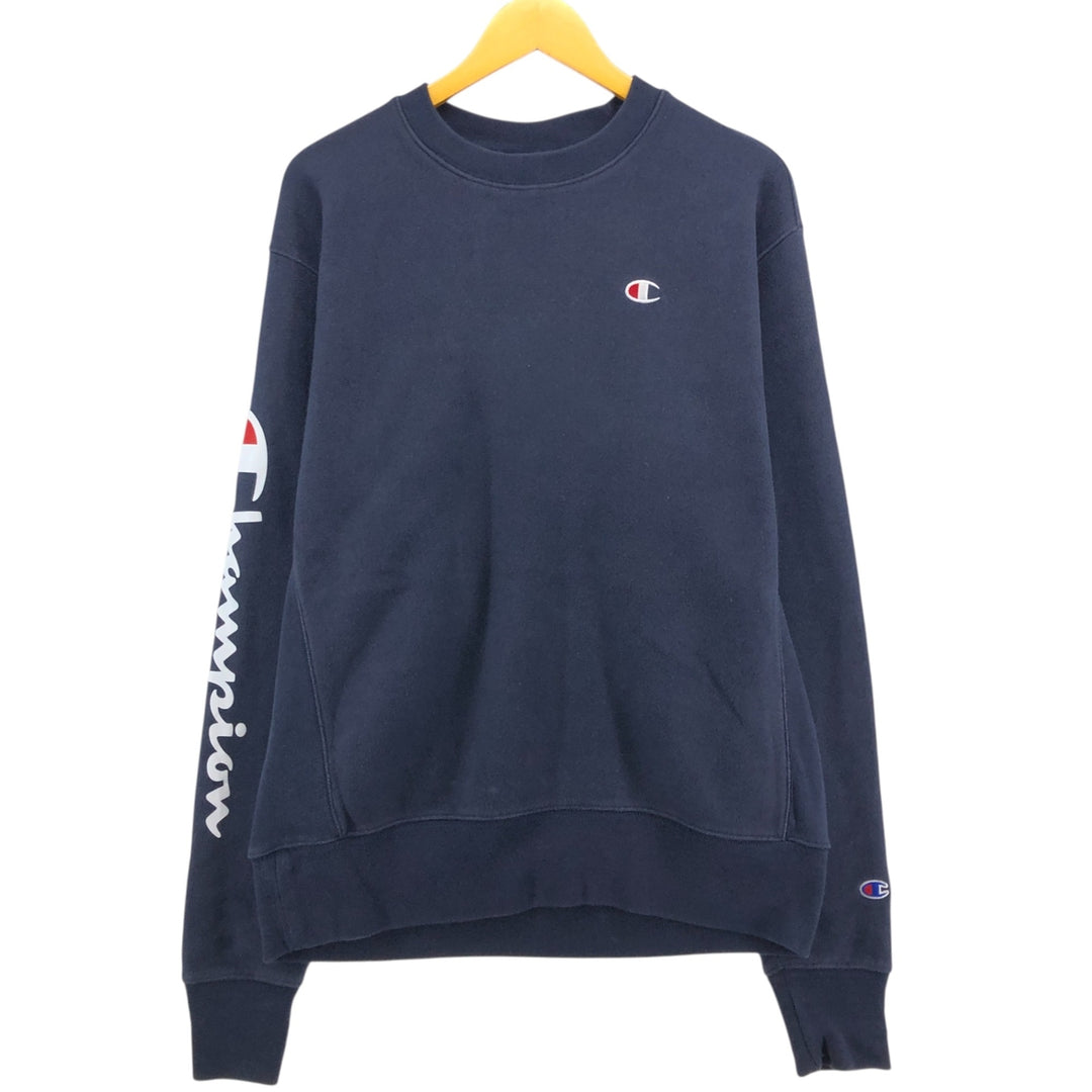 Champion REVERSE WEAVE Stars and Stripes Logo Sweatshirt, Men's Size L cotton navy blue type Vintage Second Hand
