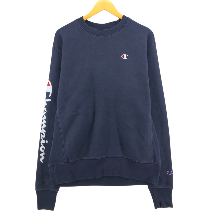 Champion REVERSE WEAVE Stars and Stripes Logo Sweatshirt, Men's Size L cotton navy blue type Vintage Second Hand
