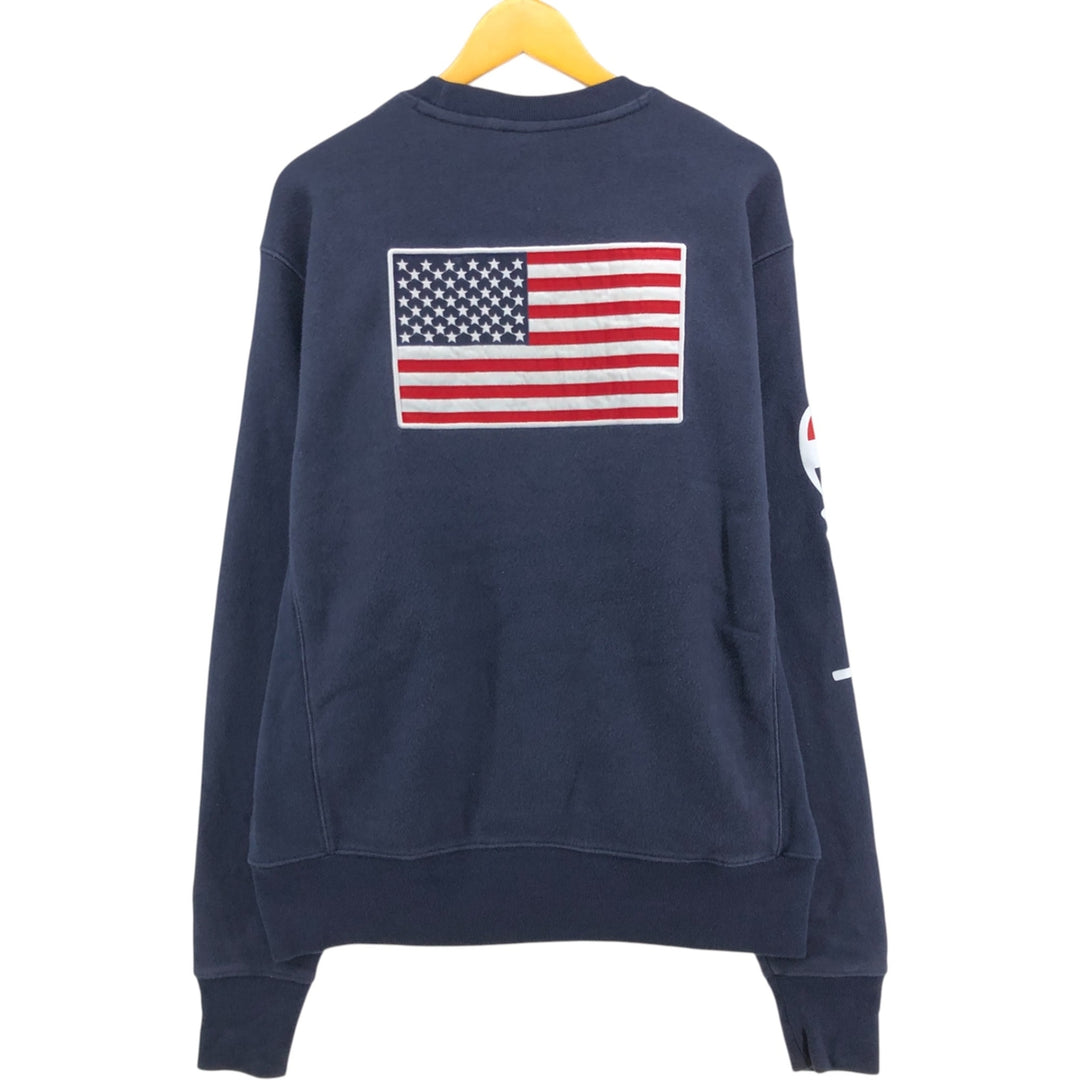 Champion REVERSE WEAVE Stars and Stripes Logo Sweatshirt, Men's Size L cotton navy blue type Vintage Second Hand