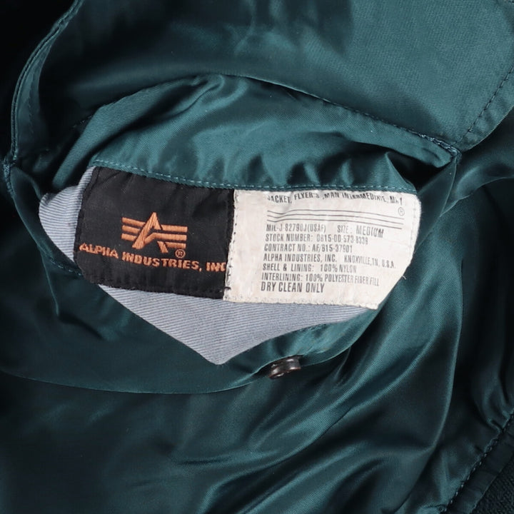 90'S civilian Alpha MA-1 style military flight jacket, men's size M, vintage Nylon Green type dark green Vintage Second Hand