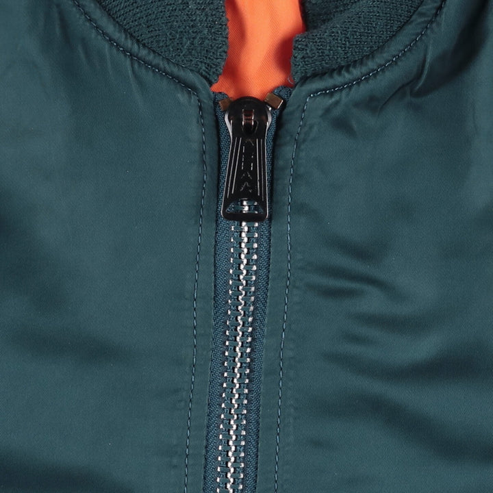 90'S civilian Alpha MA-1 style military flight jacket, men's size M, vintage Nylon Green type dark green Vintage Second Hand