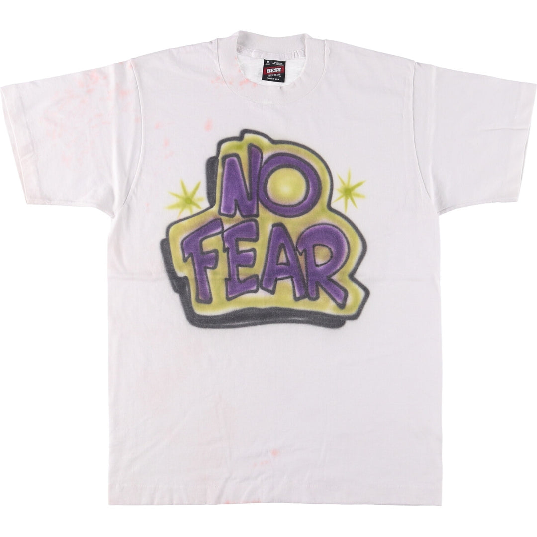 90'S Fruit of the Loom printed T-shirt, made in the USA, men's size M, vintage cotton white type Vintage Second Hand