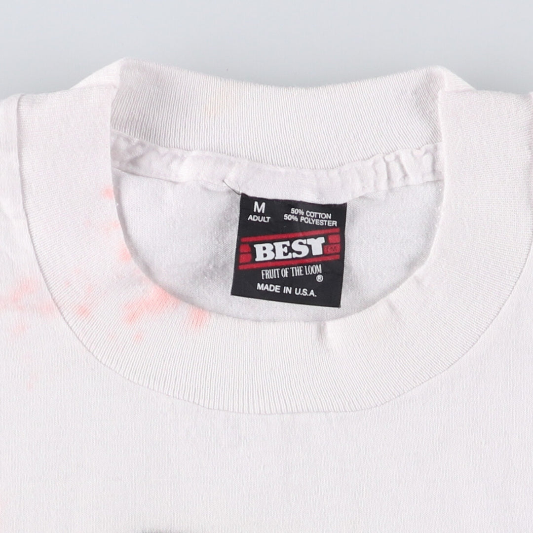 90'S Fruit of the Loom printed T-shirt, made in the USA, men's size M, vintage cotton white type Vintage Second Hand