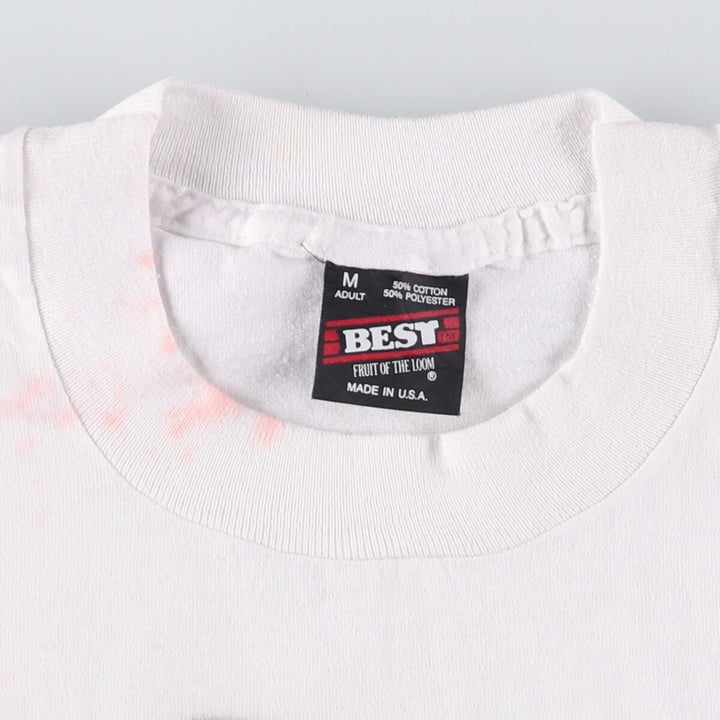 90'S Fruit of the Loom printed T-shirt, made in the USA, men's size M, vintage cotton white type Vintage Second Hand