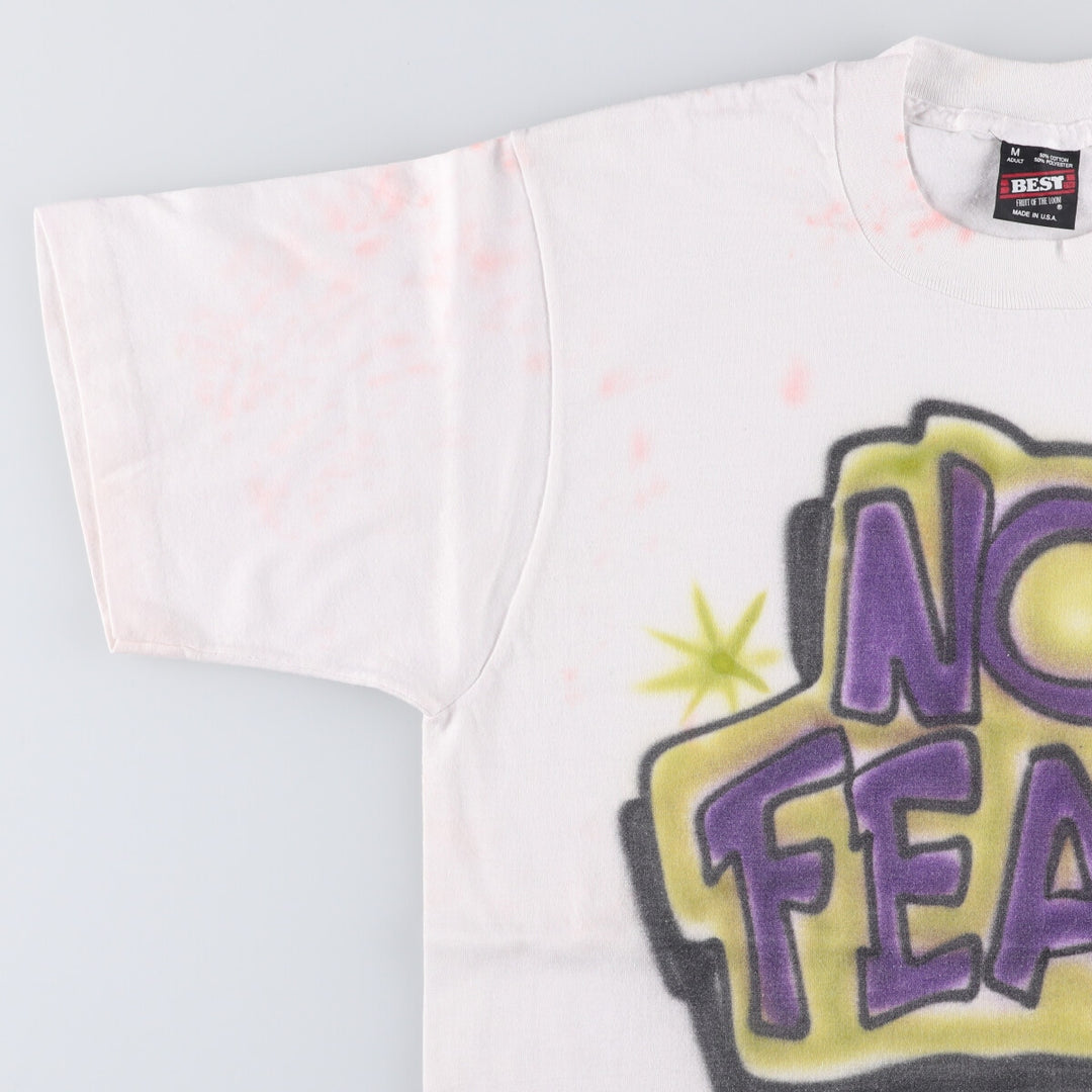 90'S Fruit of the Loom printed T-shirt, made in the USA, men's size M, vintage cotton white type Vintage Second Hand