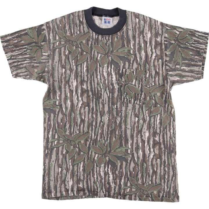 Vintage 1980'S America's Finest Realtree Camo Pocket T-Shirt, Made in USA, Men's Size Large cotton Khaki type Vintage Second Hand