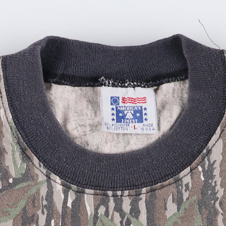 Vintage 1980'S America's Finest Realtree Camo Pocket T-Shirt, Made in USA, Men's Size Large cotton Khaki type Vintage Second Hand