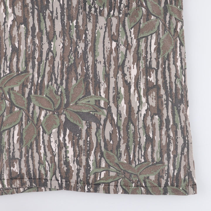 Vintage 1980'S America's Finest Realtree Camo Pocket T-Shirt, Made in USA, Men's Size Large cotton Khaki type Vintage Second Hand