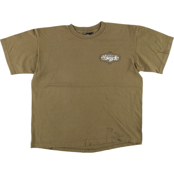 Vintage 90'S YOGA print T-shirt, Made in USA, Men's Size L cotton Khaki type Vintage Second Hand