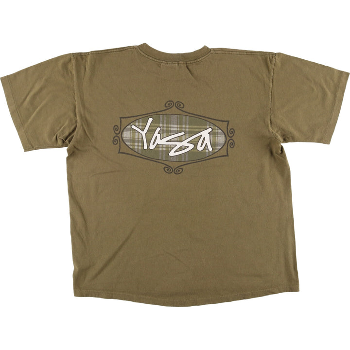 Vintage 90'S YOGA print T-shirt, Made in USA, Men's Size L cotton Khaki type Vintage Second Hand