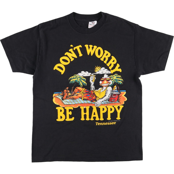 Vintage 90'S Delta Apparel T-shirt with message print, made in the USA, size L, men's cotton black type Vintage Second Hand
