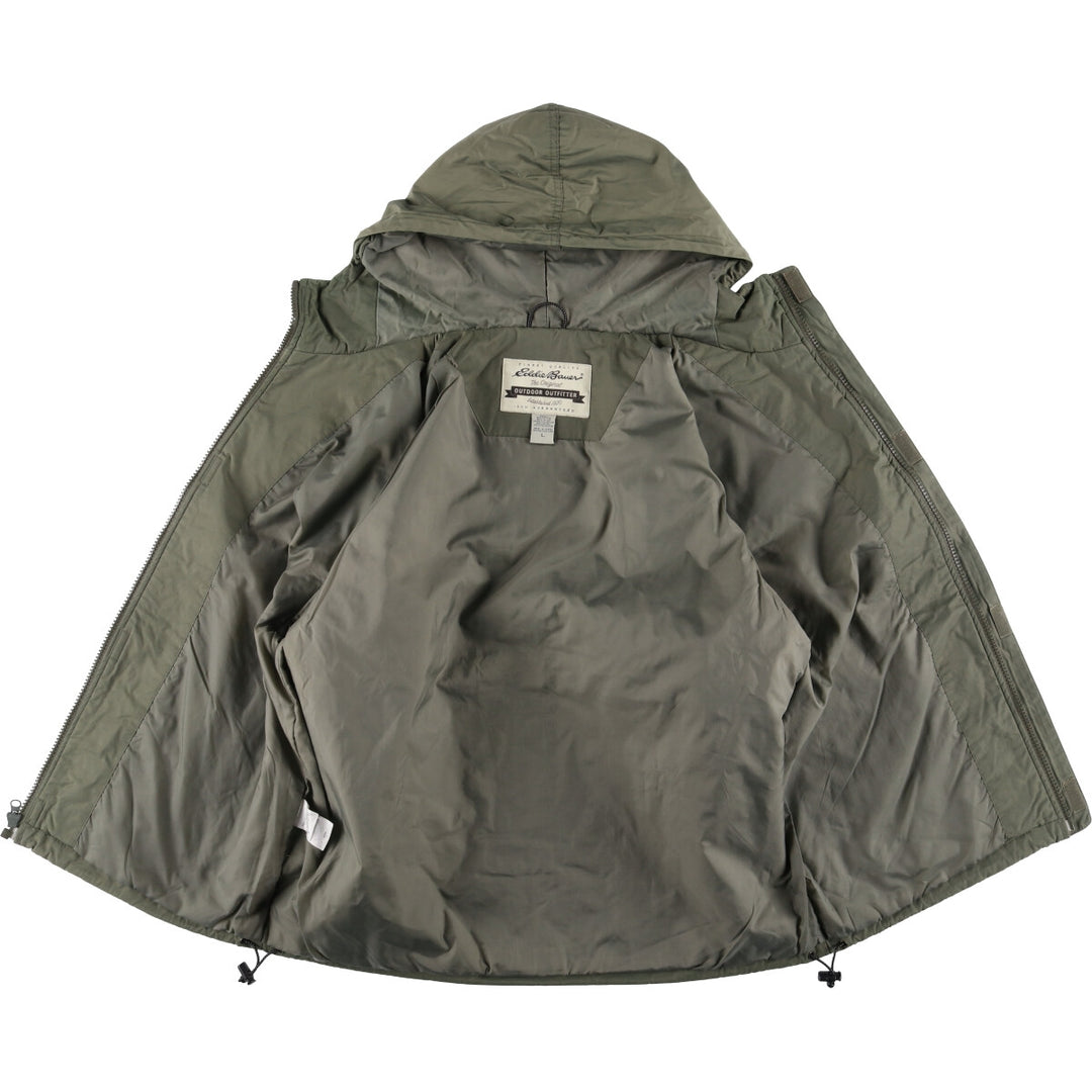 90s-00'S Eddie Bauer padded mountain parka, shell jacket, and puffer jacket, men's size L cotton Khaki type Vintage Second Hand