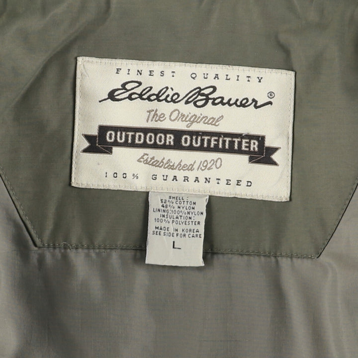 90s-00'S Eddie Bauer padded mountain parka, shell jacket, and puffer jacket, men's size L cotton Khaki type Vintage Second Hand