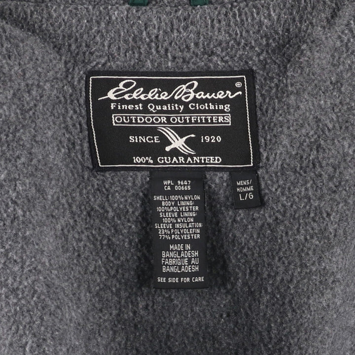 Eddie Bauer padded puffer jacket, men's size L Nylon Green type dark green Vintage Second Hand