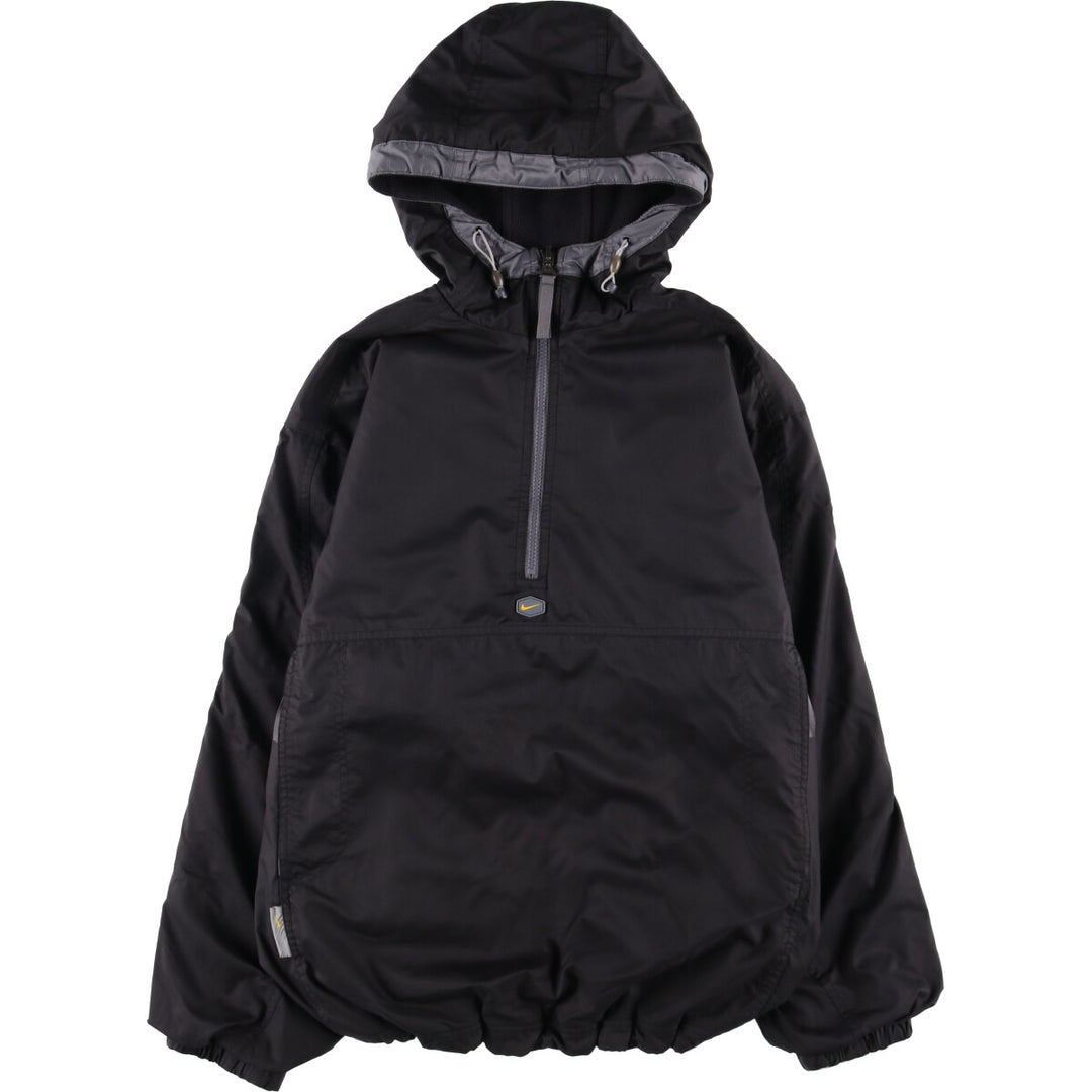 2000'S Nike reversible half-zip hooded ripstop warm-up pullover, men's size M polyester black type Vintage Second Hand