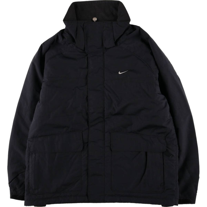 2000'S Nike Back Logo Padded Hoodie Puffer Jacket Men's Size Medium Nylon black type Vintage Second Hand