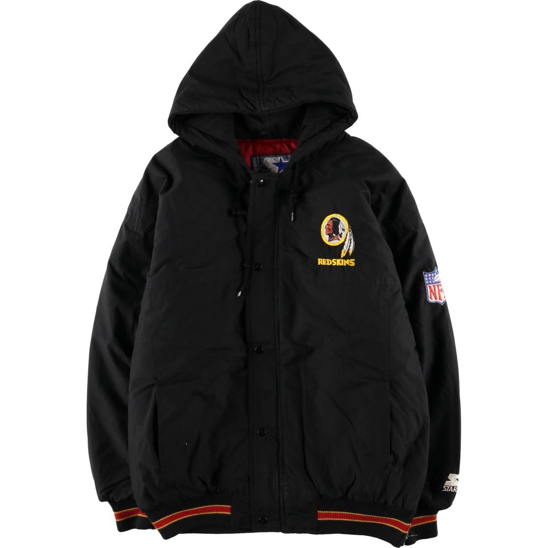 90'S Starter Washington Redskins Padded Puffer Jacket, Men's Size Medium, Vintage polyester black type Vintage Second Hand