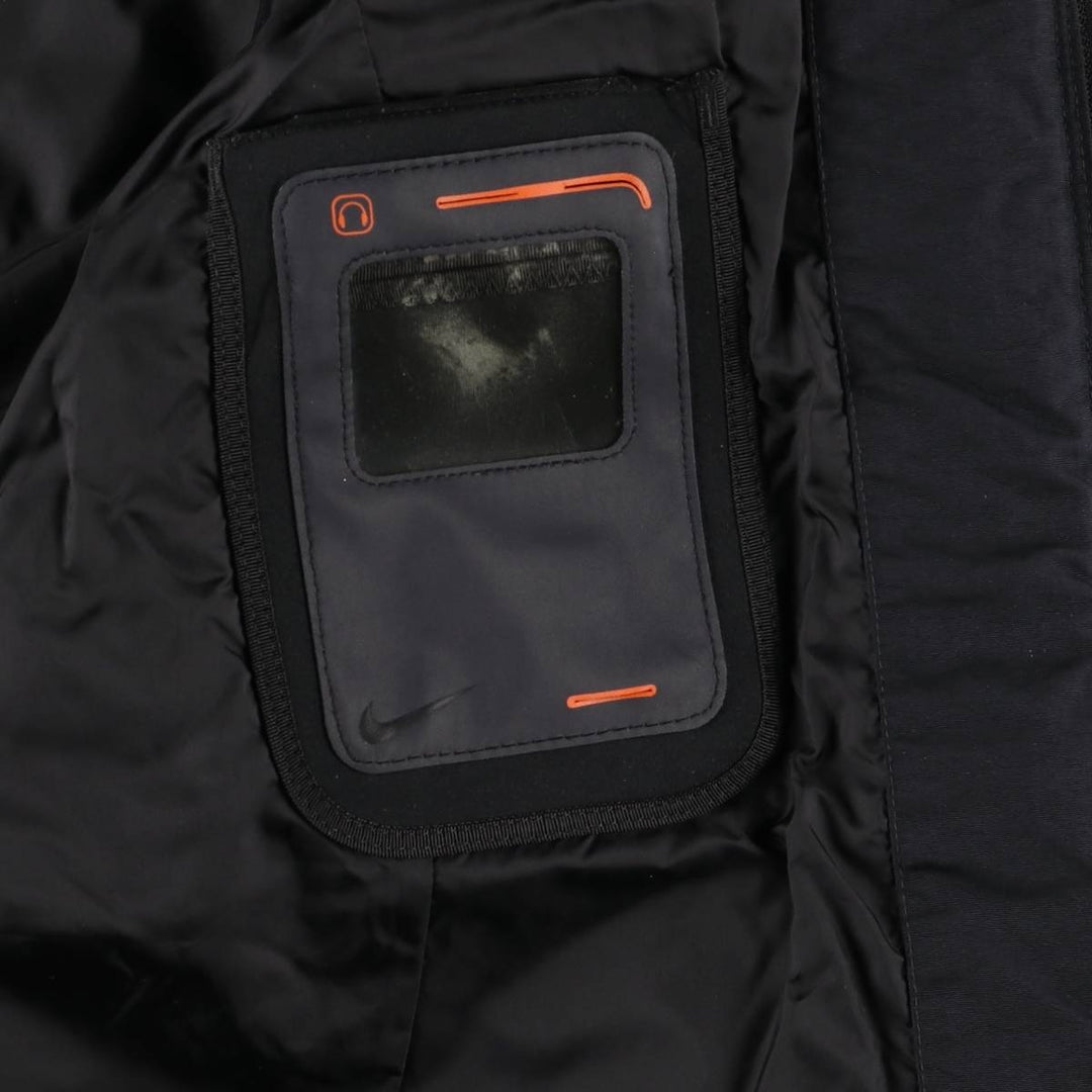 2000'S Nike Back Logo Padded Hoodie Puffer Jacket Men's Size L Nylon black type Vintage Second Hand