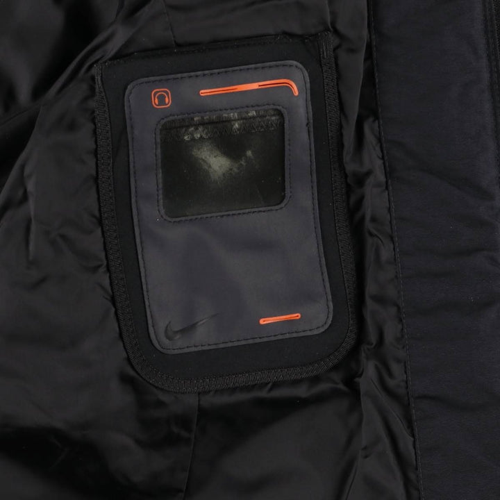 2000'S Nike Back Logo Padded Hoodie Puffer Jacket Men's Size L Nylon black type Vintage Second Hand
