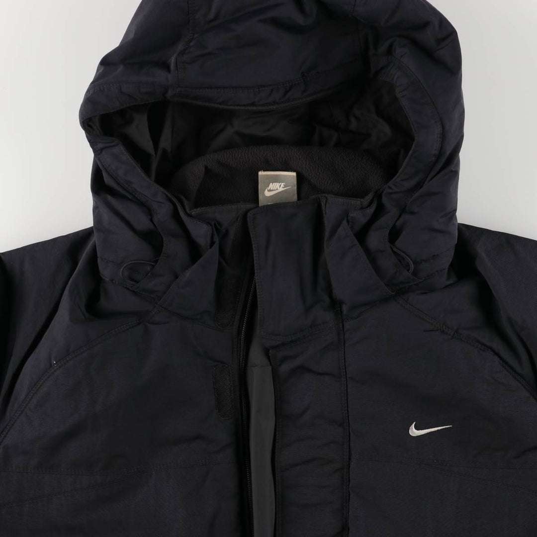 2000'S Nike Back Logo Padded Hoodie Puffer Jacket Men's Size L Nylon black type Vintage Second Hand