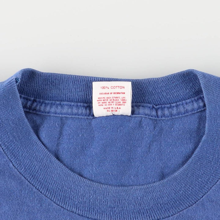 Vintage 90'S H.WOLF and SONS printed T-shirt, Made in USA, Men's Size L cotton blue type Vintage Second Hand