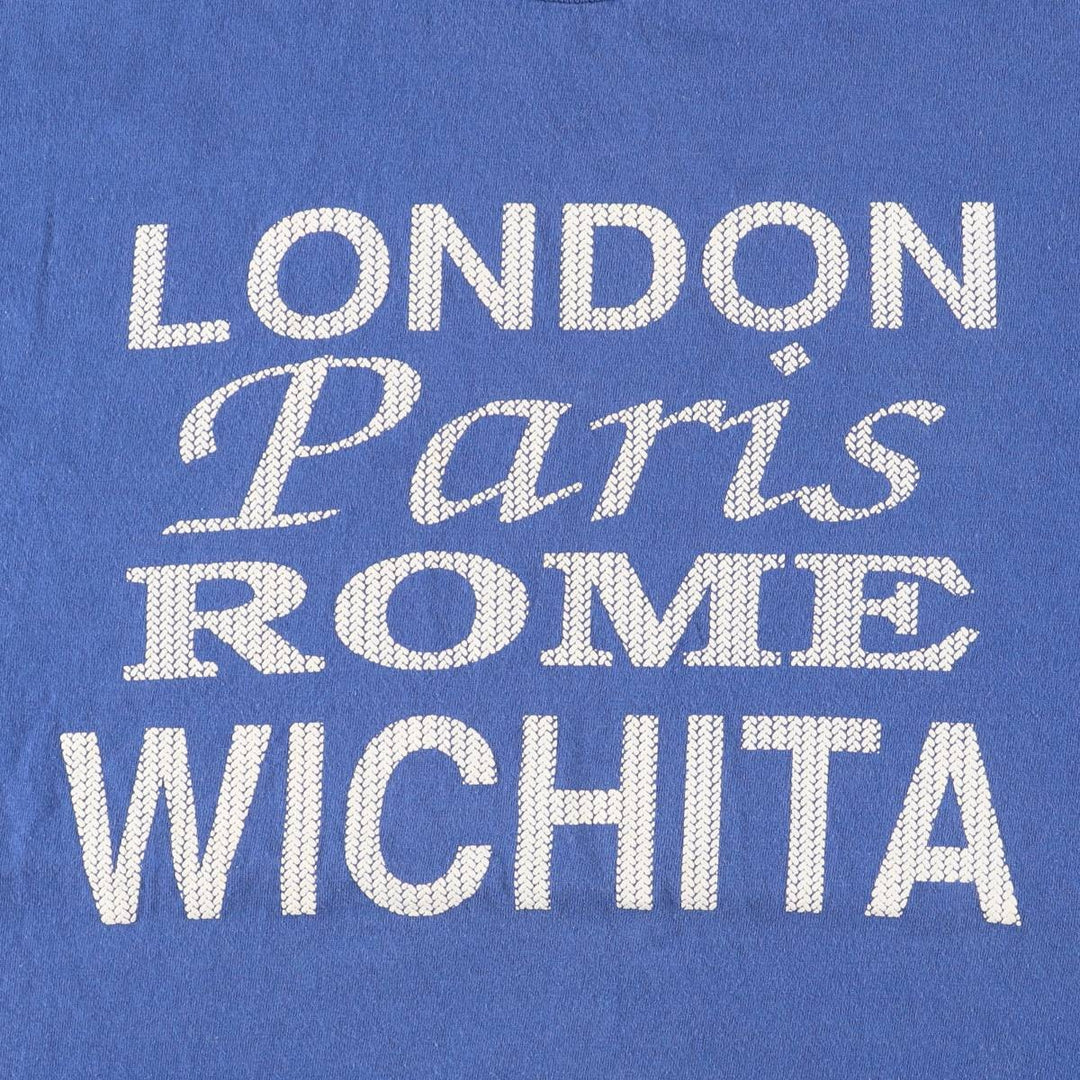 Vintage 90'S H.WOLF and SONS printed T-shirt, Made in USA, Men's Size L cotton blue type Vintage Second Hand
