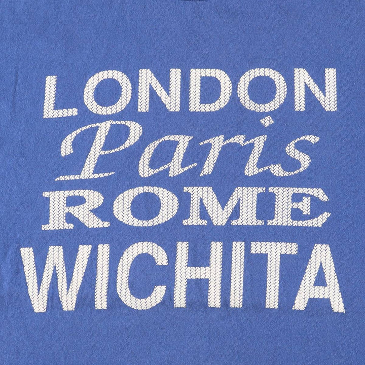 Vintage 90'S H.WOLF and SONS printed T-shirt, Made in USA, Men's Size L cotton blue type Vintage Second Hand