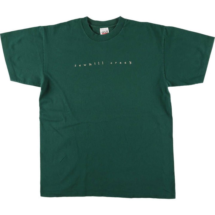 Anvil Vintage Printed T-Shirt, Men's Size L cotton green type Vintage Second Hand