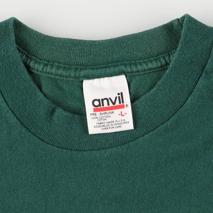 Anvil Vintage Printed T-Shirt, Men's Size L cotton green type Vintage Second Hand