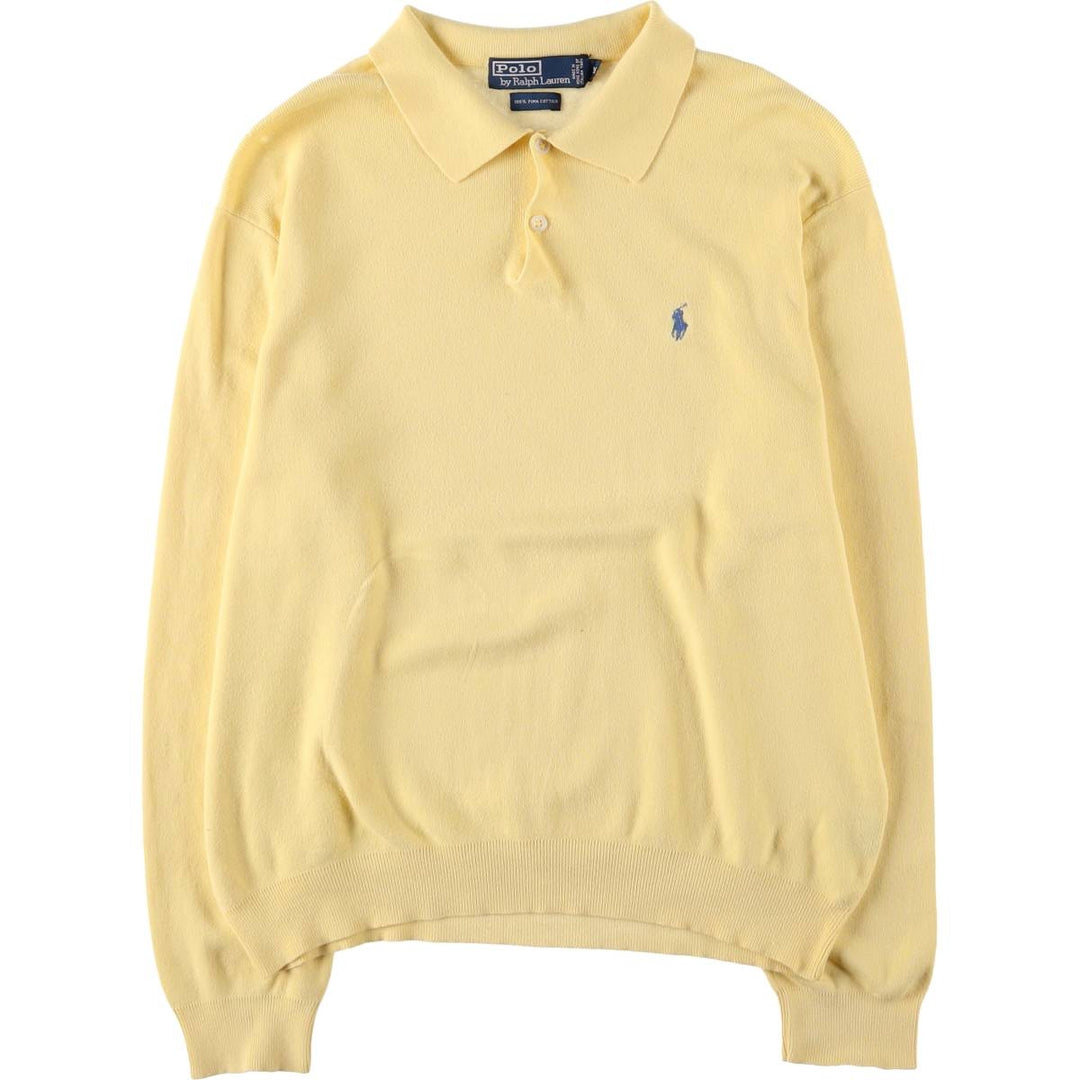 Ralph Lauren POLO by Ralph Lauren Polo knit sweater, men's size M Pima Cotton yellow type Vintage Second Hand