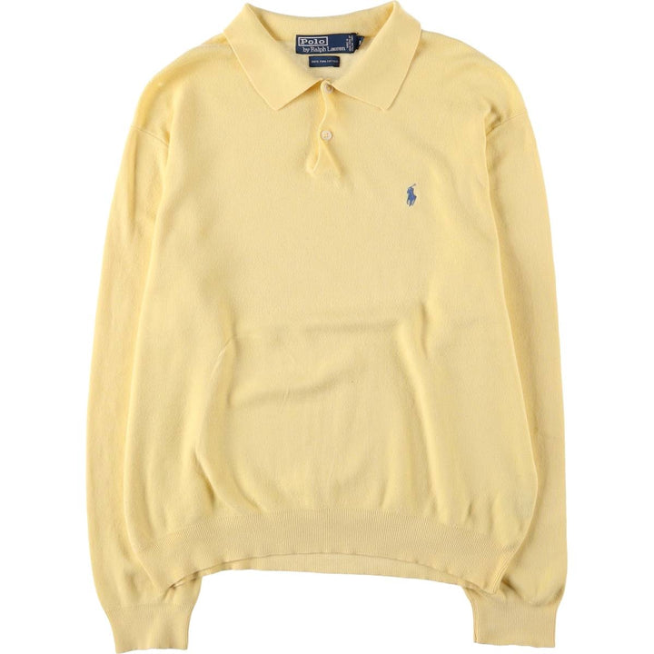 Ralph Lauren POLO by Ralph Lauren Polo knit sweater, men's size M Pima Cotton yellow type Vintage Second Hand