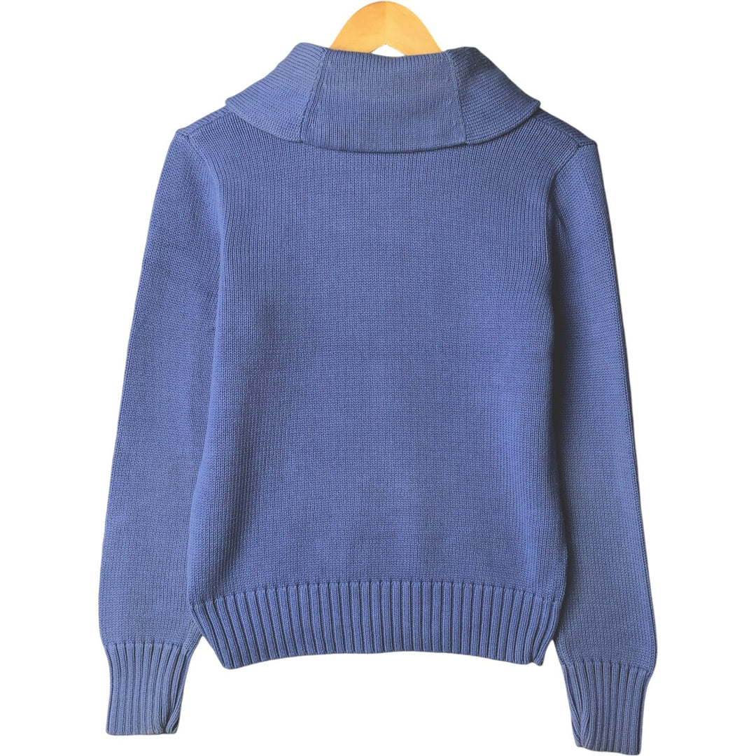 Ralph Lauren RALPH LAUREN SPORT shawl collar cotton knit sweater women's size L cotton blue type Vintage Second Hand