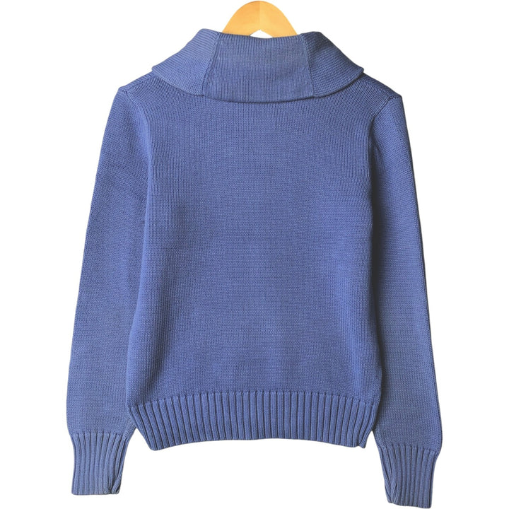 Ralph Lauren RALPH LAUREN SPORT shawl collar cotton knit sweater women's size L cotton blue type Vintage Second Hand