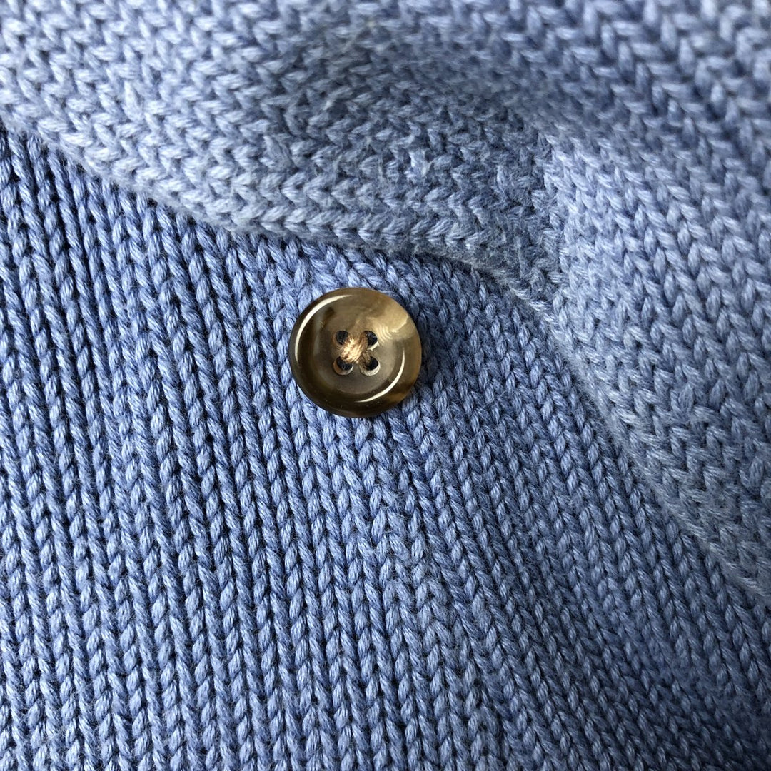 Ralph Lauren RALPH LAUREN SPORT shawl collar cotton knit sweater women's size L cotton blue type Vintage Second Hand