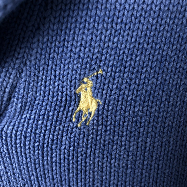 Ralph Lauren RALPH LAUREN SPORT shawl collar cotton knit sweater women's size L cotton blue type Vintage Second Hand