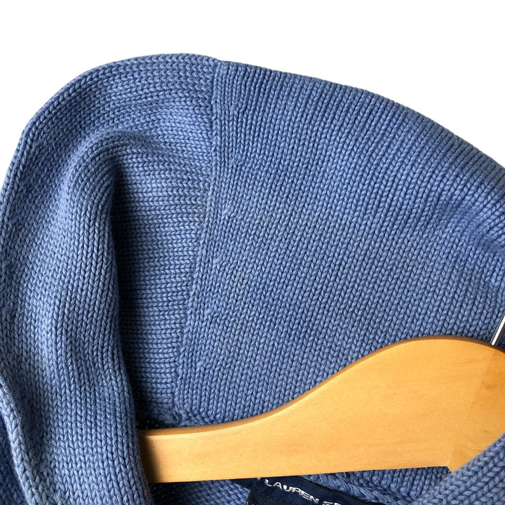 Ralph Lauren RALPH LAUREN SPORT shawl collar cotton knit sweater women's size L cotton blue type Vintage Second Hand