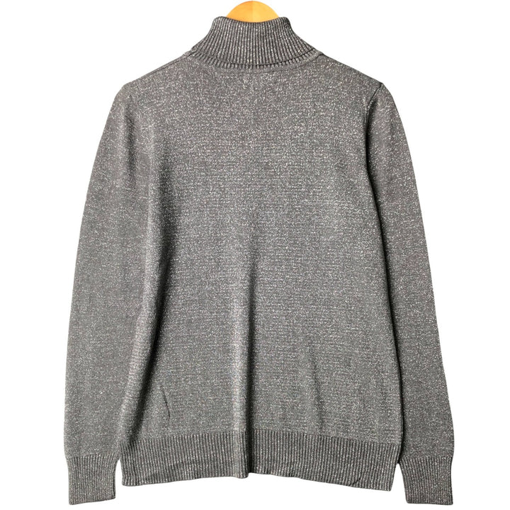 JOSEPH.A Turtleneck Lamé Knit Sweater, Women's Size L Rayon Silver type Vintage Second Hand