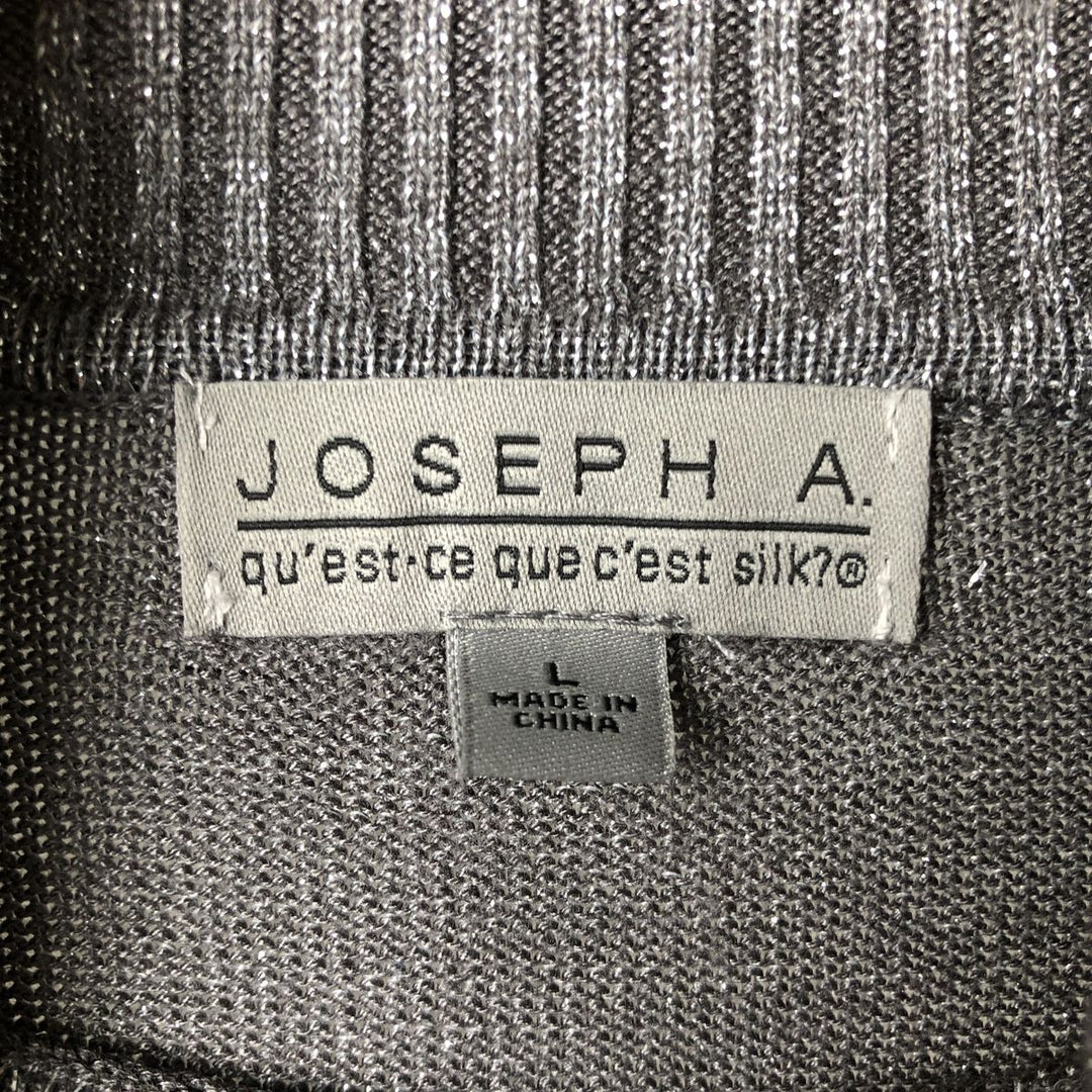 JOSEPH.A Turtleneck Lamé Knit Sweater, Women's Size L Rayon Silver type Vintage Second Hand