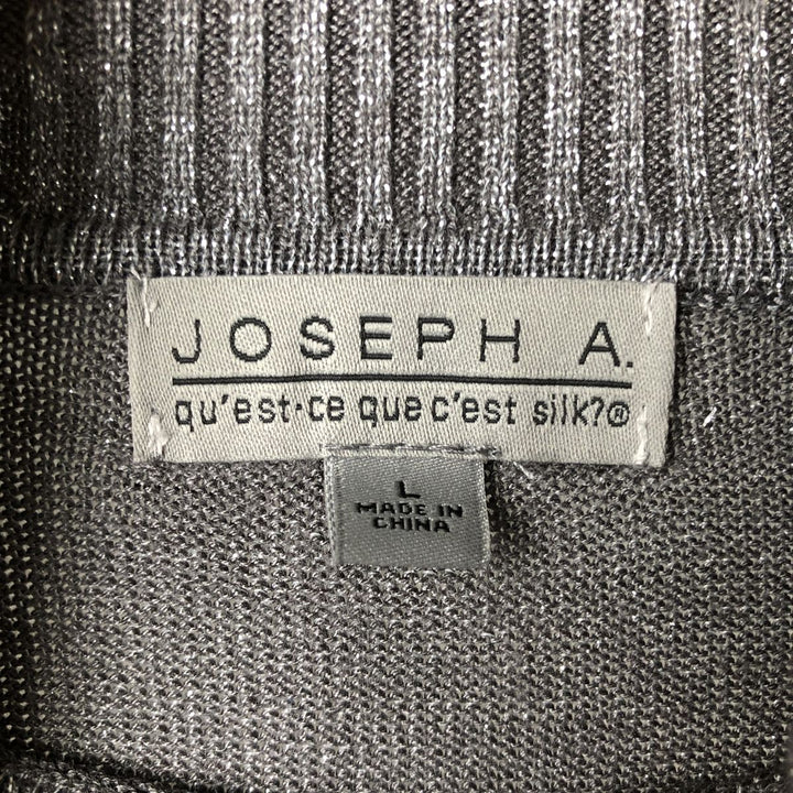 JOSEPH.A Turtleneck Lamé Knit Sweater, Women's Size L Rayon Silver type Vintage Second Hand
