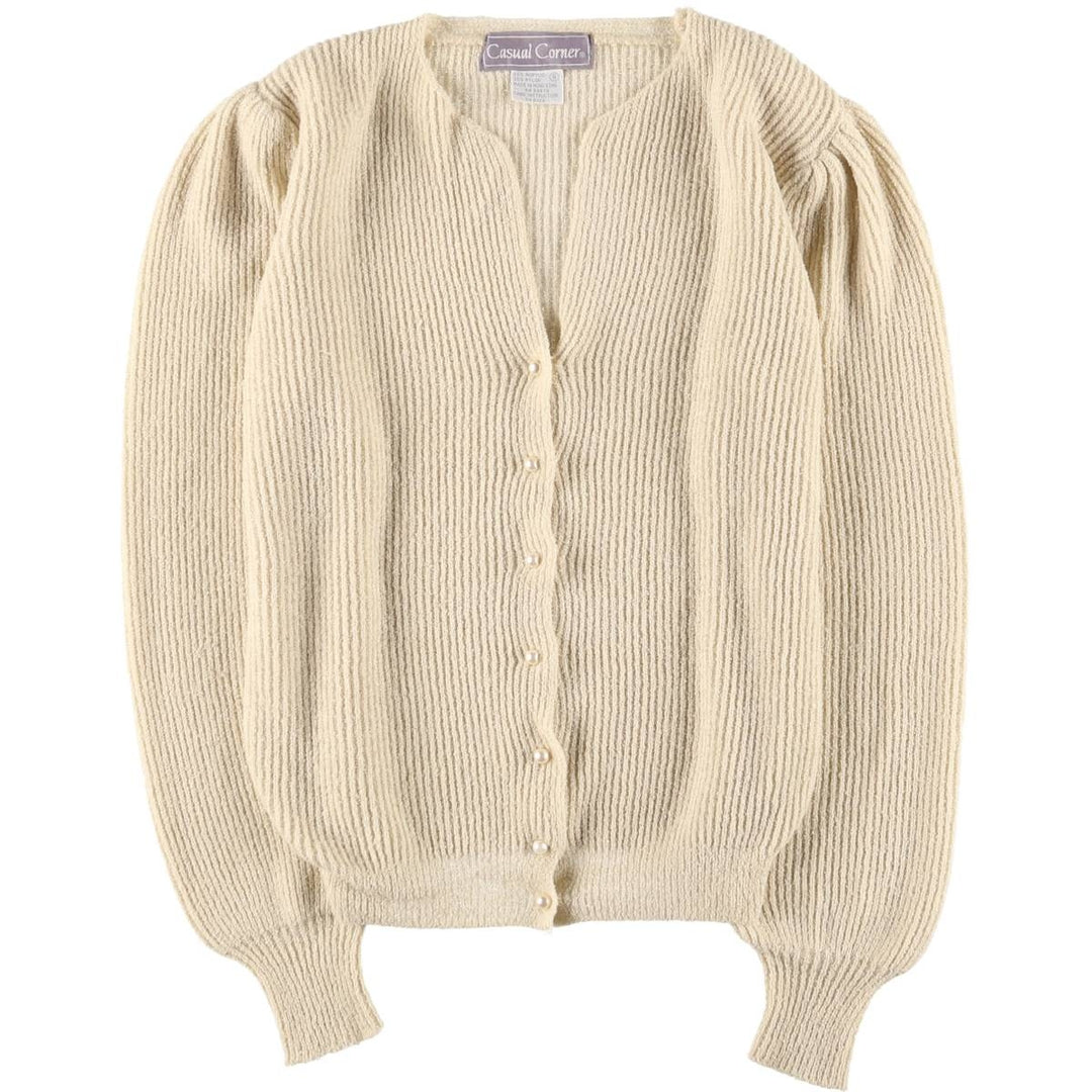 CASUAL CORNER Acrylic Knit Cardigan, Women's Size S acrylic ivory Vintage Second Hand