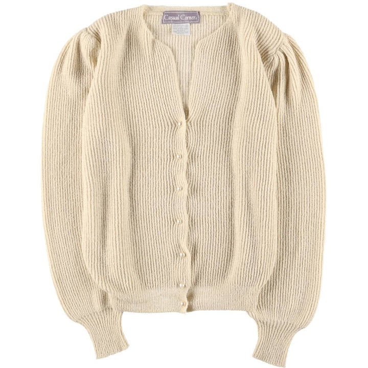 CASUAL CORNER Acrylic Knit Cardigan, Women's Size S acrylic ivory Vintage Second Hand