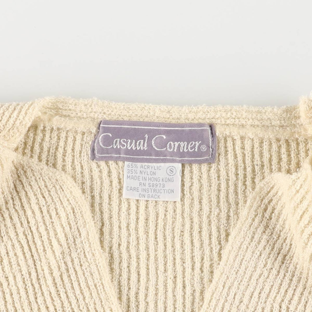 CASUAL CORNER Acrylic Knit Cardigan, Women's Size S acrylic ivory Vintage Second Hand